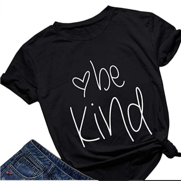 Tops - Women Graphic Tee Black Crew Neck